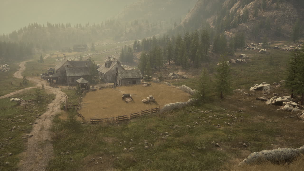 스위스 산 마을 의 공중 전망