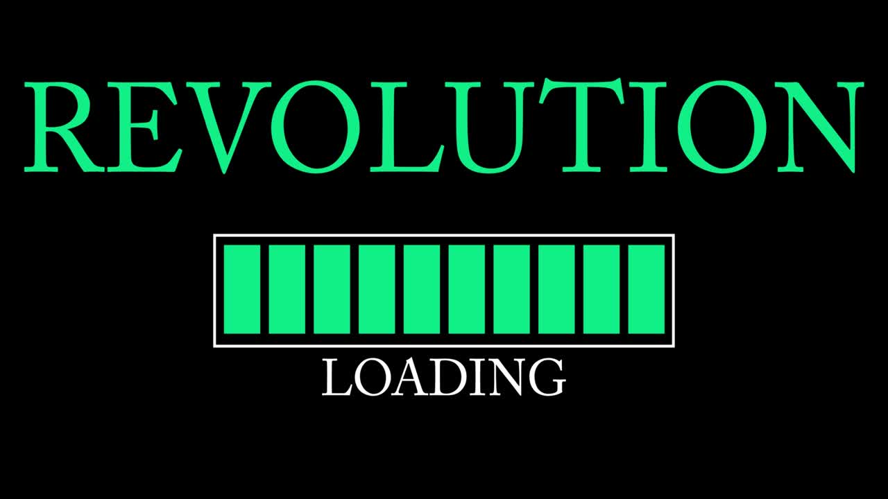 로딩, 다운로드, 업로드 바 지표와 함께 텍스트 혁명