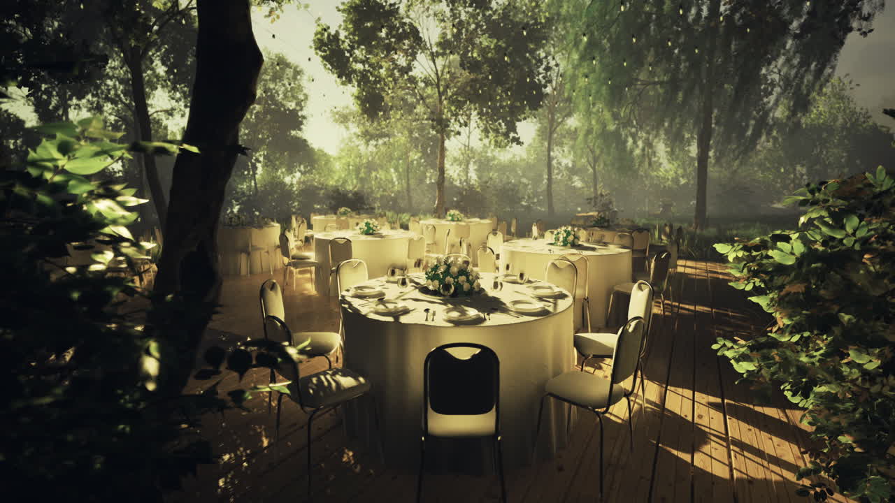 Outdoor Wedding Reception in a Forest Setting