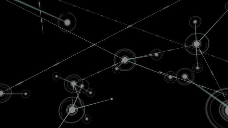 Animazione di una rete di connessioni su sfondo nero