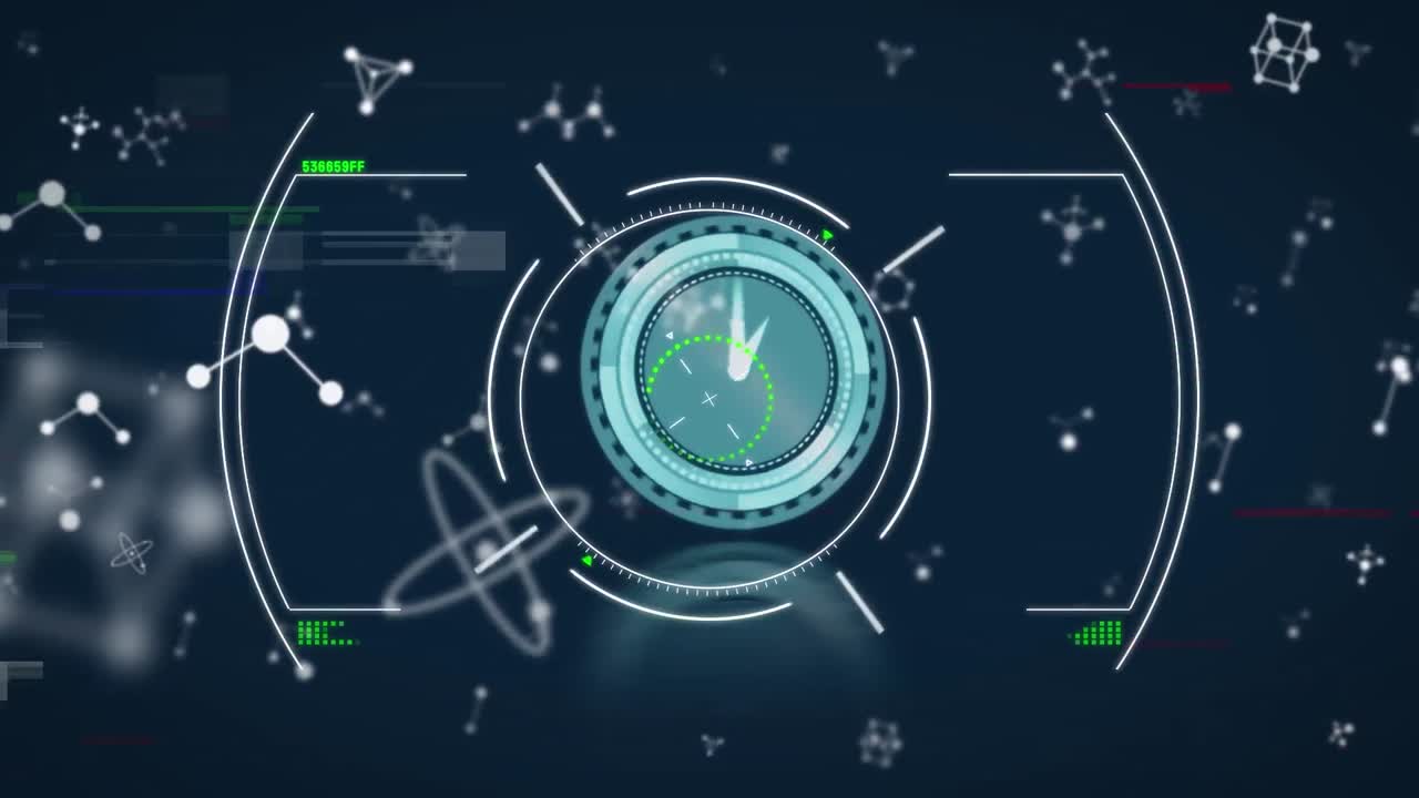 파란색 배경에 데이터 처리 위로 이동하는 시계의 애니메이션