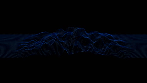 ondas de datos fondo abstracto. los puntos azules digitales 3d están conectados en una red en un fondo negro vacío para el efecto de superposición. tecnología, inteligencia artificial, ciencia, concepto de conjunto de datos.