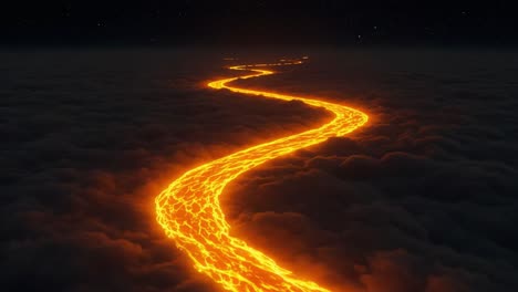 lava,volcano,flow,river,molten,hot,bright,orange,clouds,sky,night,glow,landscape,nature,eruption,heat,smoke,steam,terrain,lavaflow,fluid,illumination,atmosphere,scenery,geology,fiery,patterns,dramatic,dynamic,element,fantasy,mystical,phenomenon,earth,ocean,ambient,lighting,contrast,view,beauty