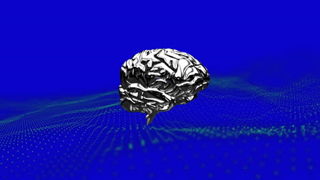 animation of human brain and wave on dark blue background