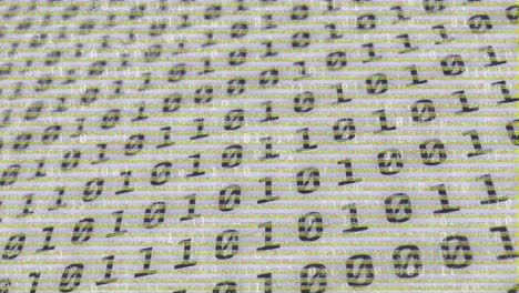 animación digital de codificación binaria procesamiento de datos digitales contra un fondo de efectos estáticos