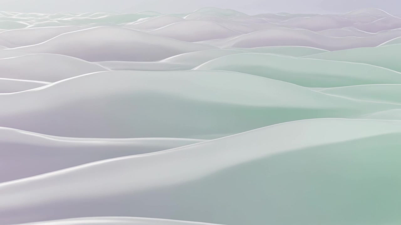 Shifting soft wavy mounds advancing in studio as frame shift revealing pastel tones and highlights
