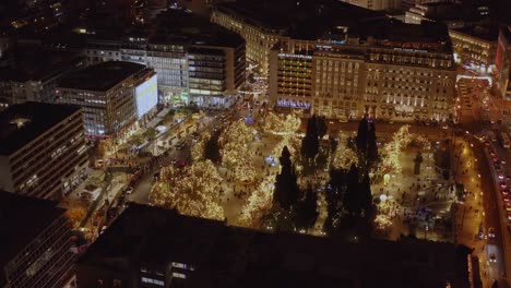 aerial - syntagma square in athens on christmas