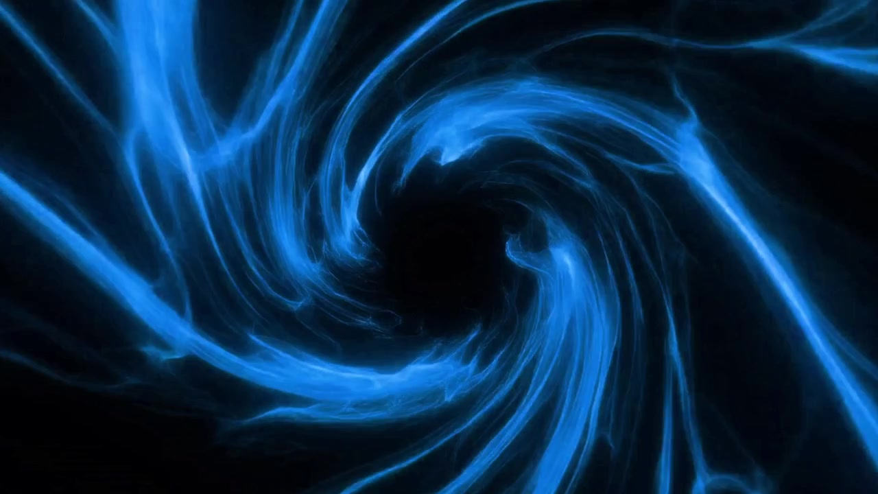 Abstract Blue Energy Swirl on Black Background
