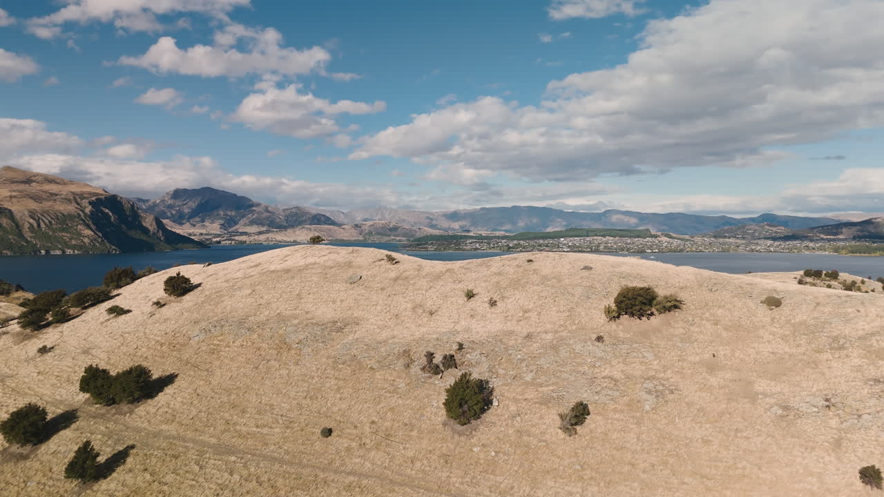 Aerial View of a Lakeside Mountain Landscape