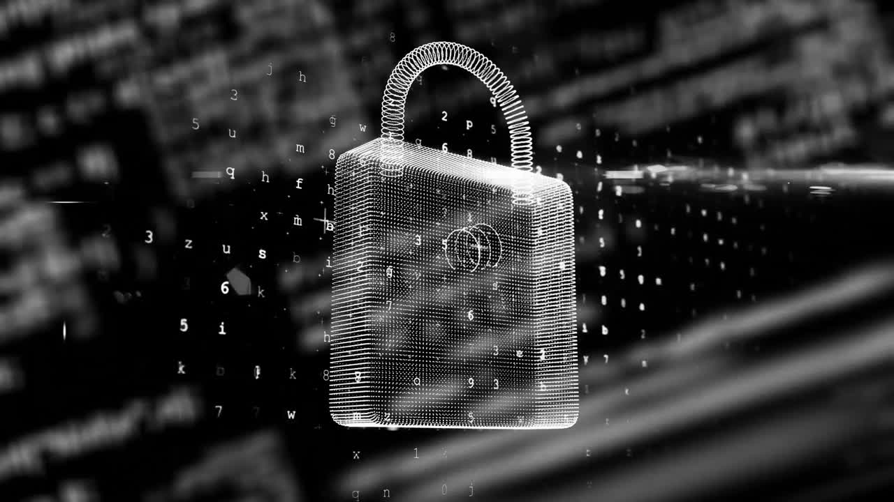 검은색 배경에 데이터 처리를 가진 숫자  ⁇ 락의 애니메이션