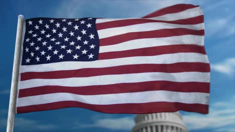 Vollständig-Wiederholbare-CGI-3D-Animation-Der-Vereinigten-Staaten-Von-Amerika,-USA,-Flatternde-Flagge-In-Nahaufnahme