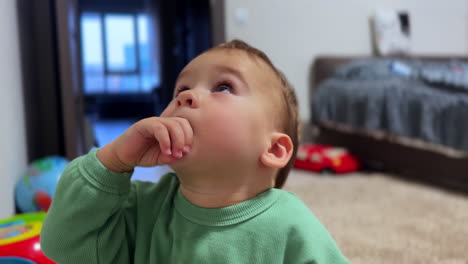 baby exploring his room