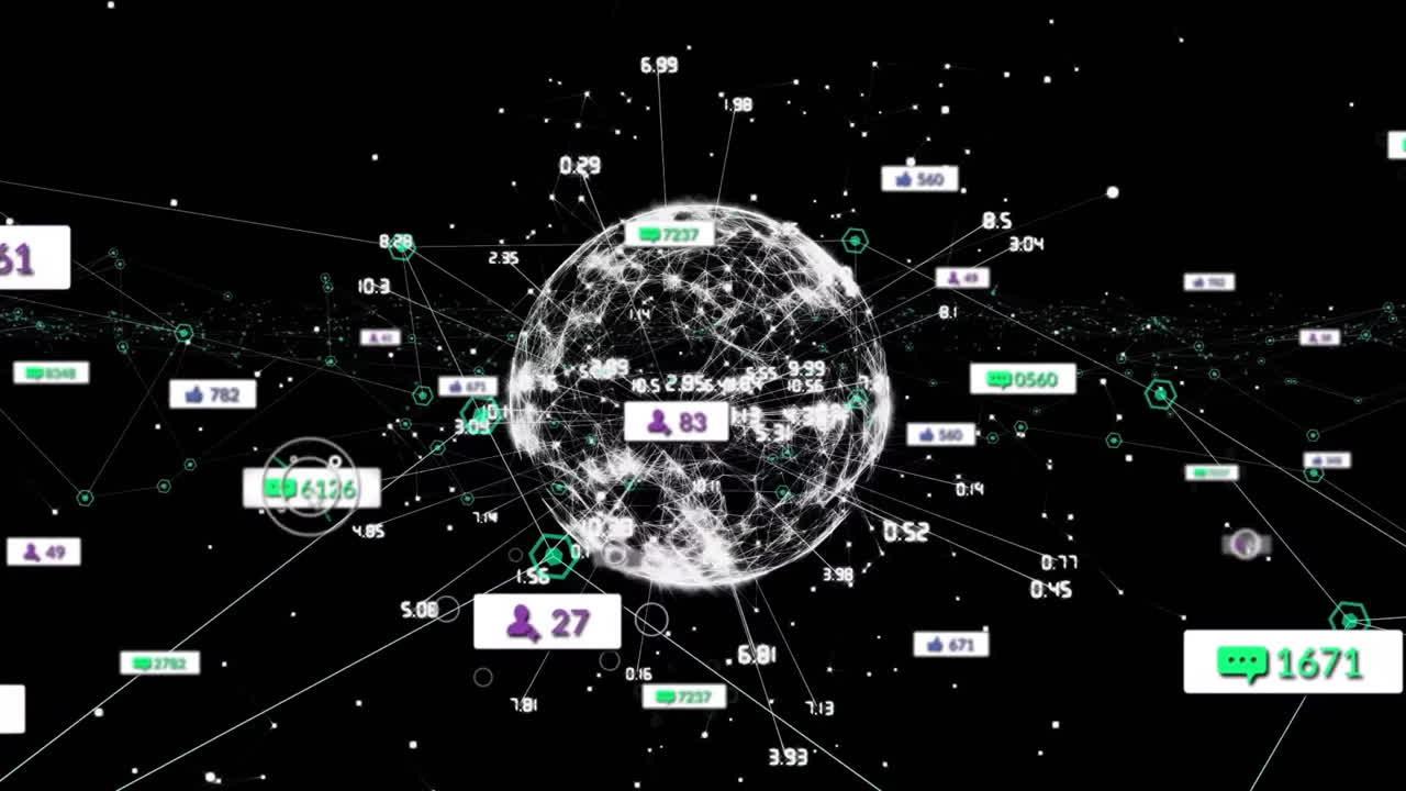 미디어 아이콘과 블랙 백그라운드에 대한 글로브의 애니메이션