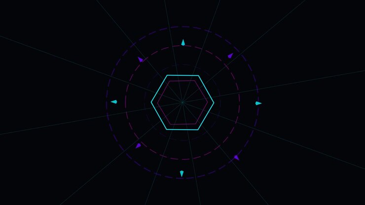 Animated Hexagonal Radar Interface with Pulsing Data Points