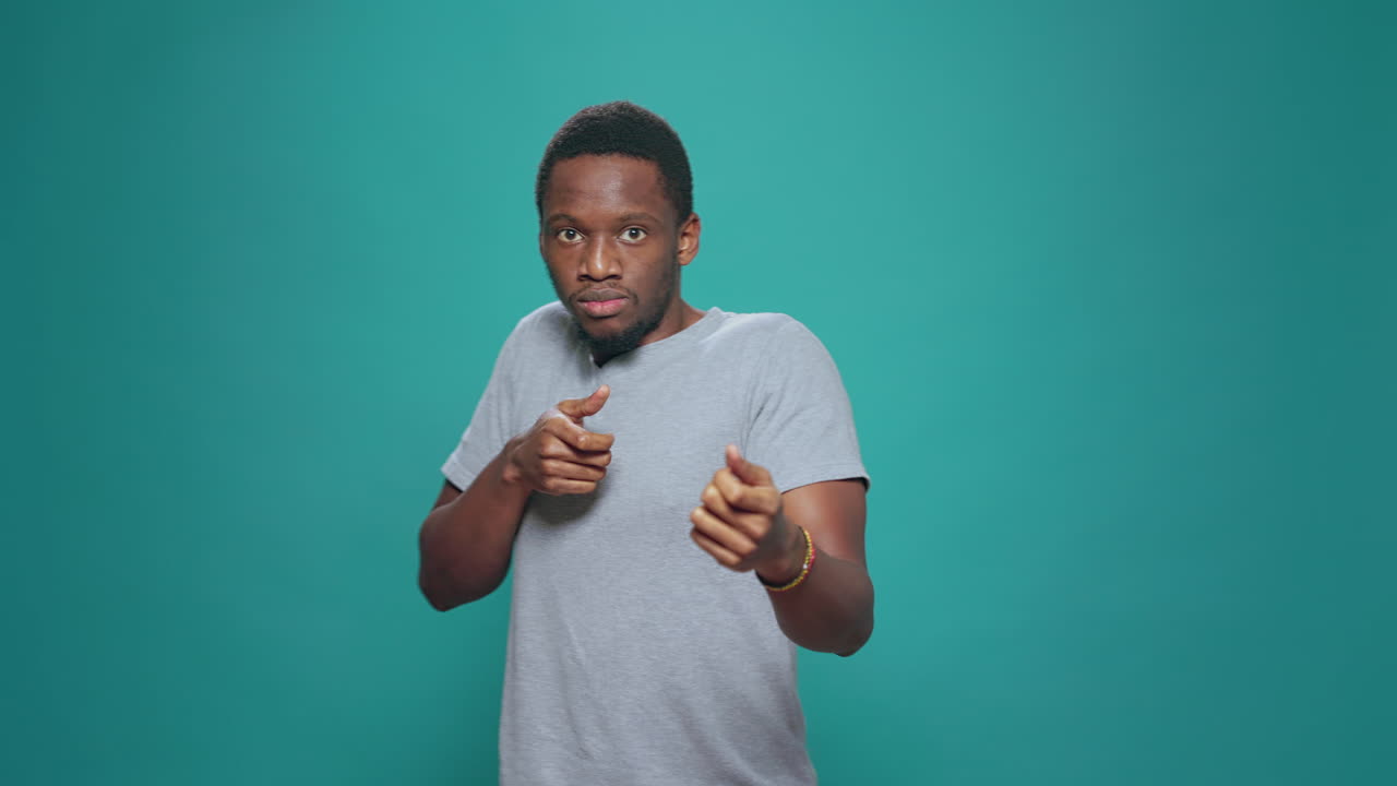 Active person shooting with air rifle weapon for armed practice