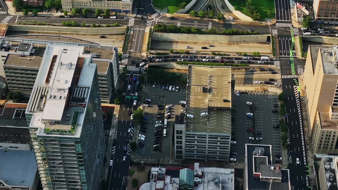 Aerial view of Philadelphia showing urban landscape and streets