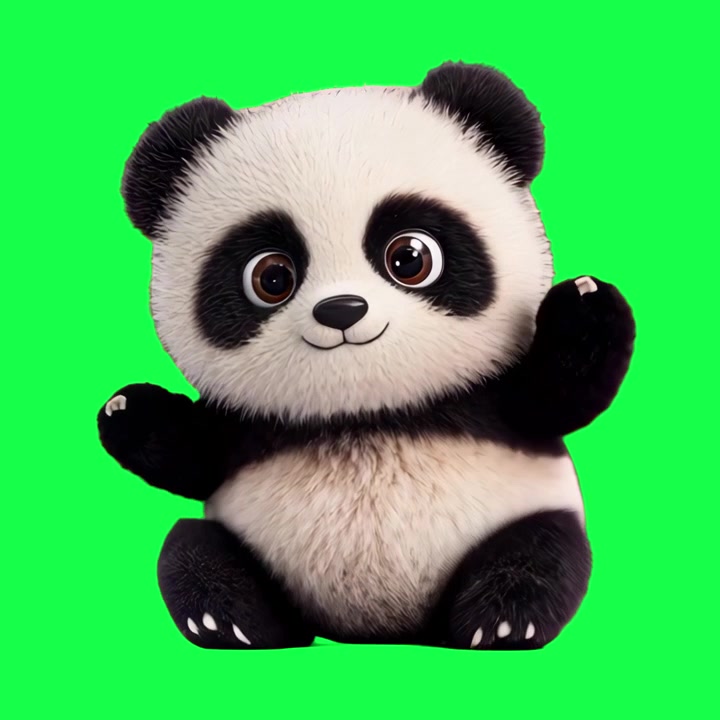 Adorabile cucciolo di panda animato che saluta su green screen
