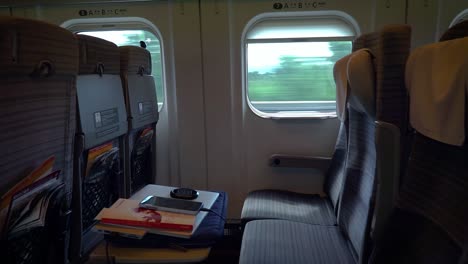 a passenger seat on a japanese shinkansen train