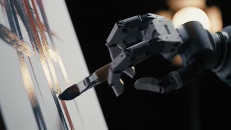 A robotic arm skillfully paints on a canvas, showcasing impressive precision and creativity in a modern art studio. This innovative machine is transforming the world of art.