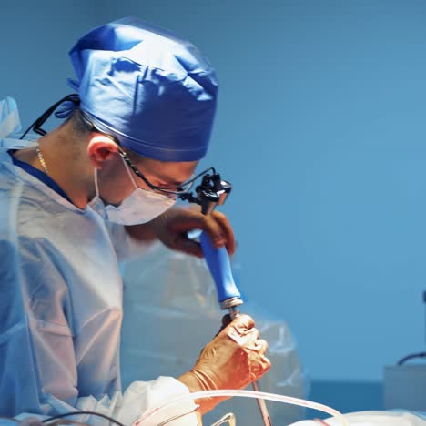 clinic interior with operating surgery table, lamps and ultra modern devices, technology, hi-tech interior, medicine concept. neurosurgery operation