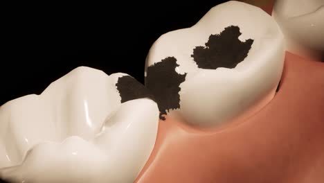 molar teeth damaged by caries. medically accurate tooth 3d animation