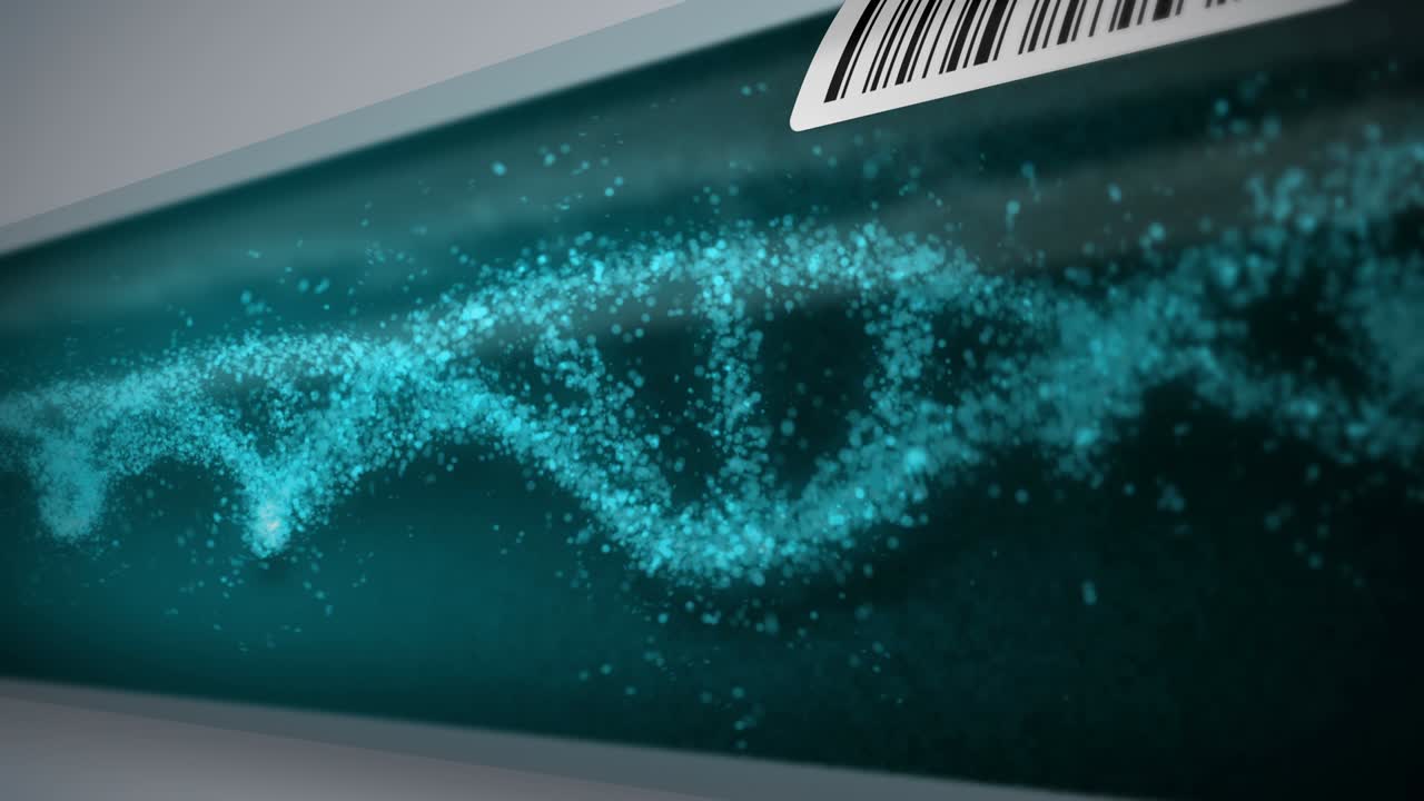 molécula de adn en tubo de ensayo. hélice de adn como símbolo para la genética. equipo de prueba. concepto de medicina y tecnología. animación de bucle.