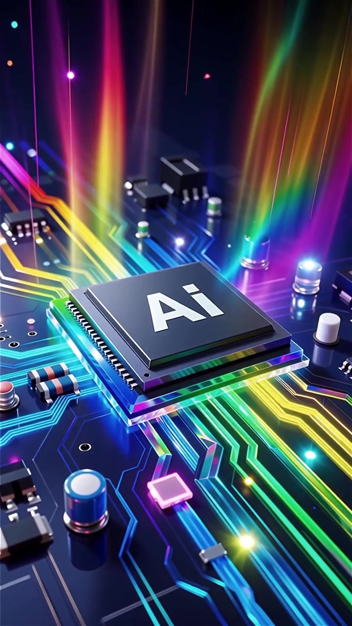 Futuristic AI Chip Motherboard Technology Background