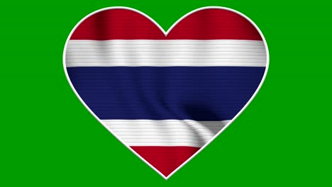 thailand heart love flag loop - realistic 4k flag waving in the wind