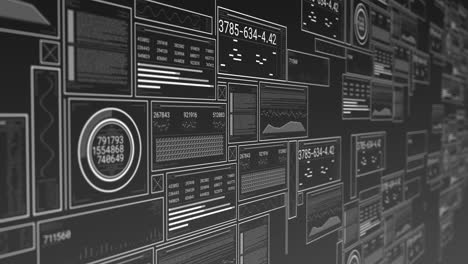 animación de la interfaz con el procesamiento de datos contra un fondo gris