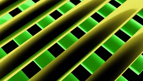 movimiento de rayas coloridas cruzadas por otra capa de líneas 3d, fondo tecnológico. diseño. rayas metálicas horizontales brillantes, bucle sin costuras.
