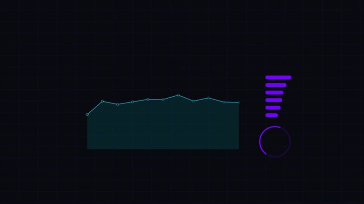 Gráfico de visualización de datos digital con gráfico de líneas animado