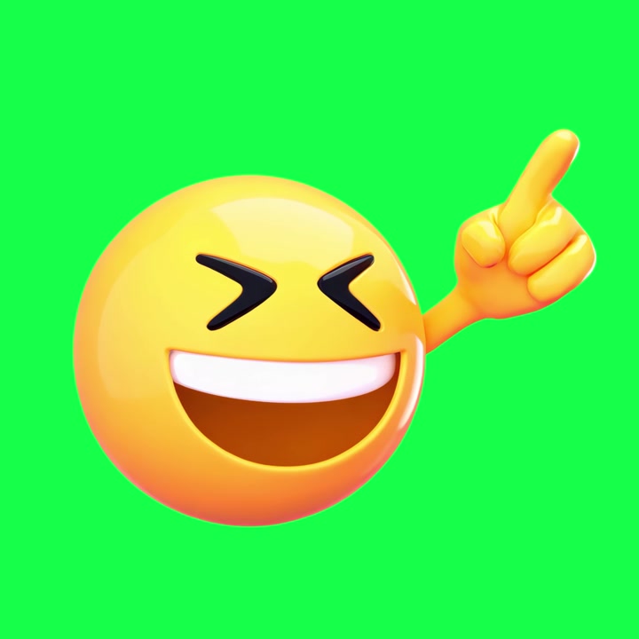 Emoji 3D Felice che Punta il Dito Verso l'Alto su Green Screen