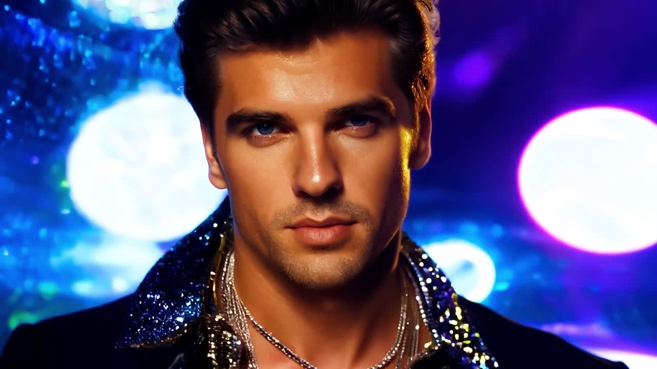 나이트클럽에서 반이는 옷을 입은 잘생긴 남자