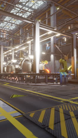 futuristic factory: automated manufacturing and robotics