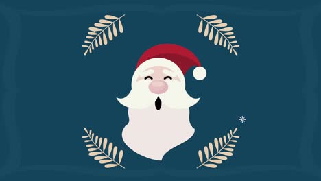 merry christmas animation with santa in leafs frame