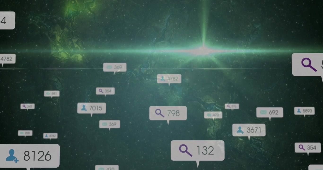 Flytende merker danner en klynge, reagerer deretter på feiende lys og sprer seg for å vise dataflyt.
