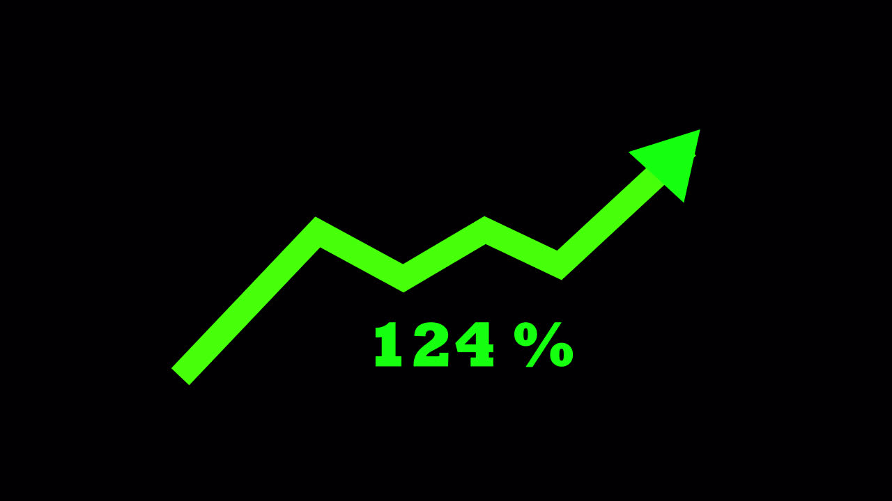 Animated Green Arrow Graph Showing Percentage Growth