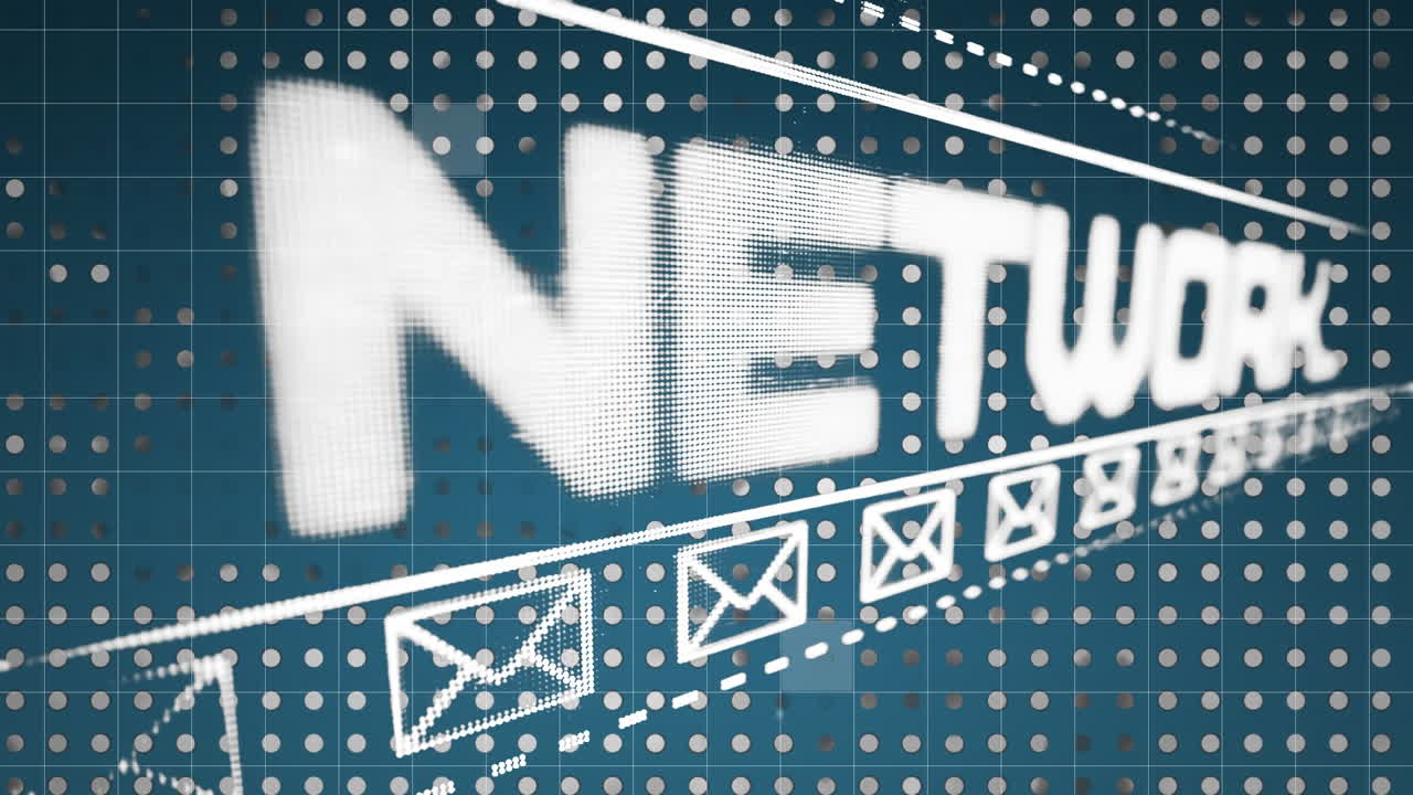 gráfico de red social con icono de sobre sobre un fondo azul