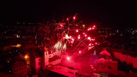 fireworks on the square in the city of svitavy