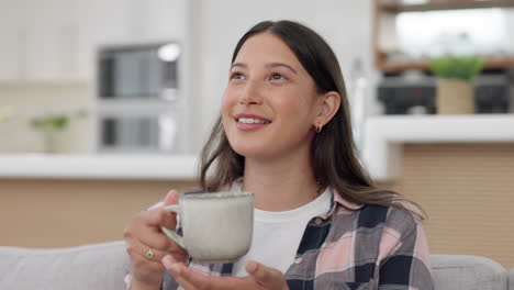 Relax,-coffee-and-woman-on-couch