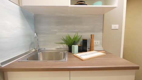 small wooden styled pantry- kitchen area
