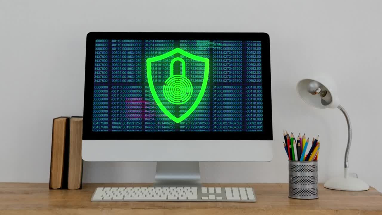 icono de candado de seguridad y procesamiento de datos en la pantalla de la computadora