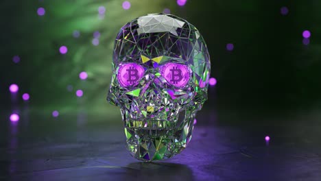 diamond skull with bitcoin eyes