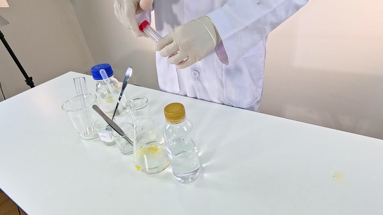 Chemistry Experiment with Yellow Liquid