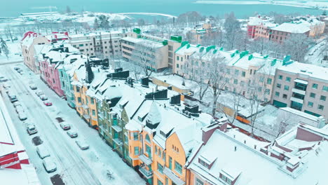 huvilakatu street in helsinki, finland on a cold winter day