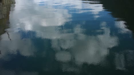 Schöne-Wasseroberfläche,-Die-Wolken-Reflektiert