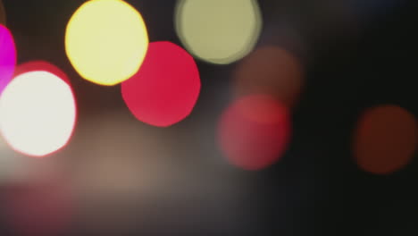 defocused lights in the streets of the city