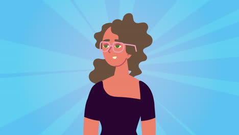 young woman wearing eyeglasses animation