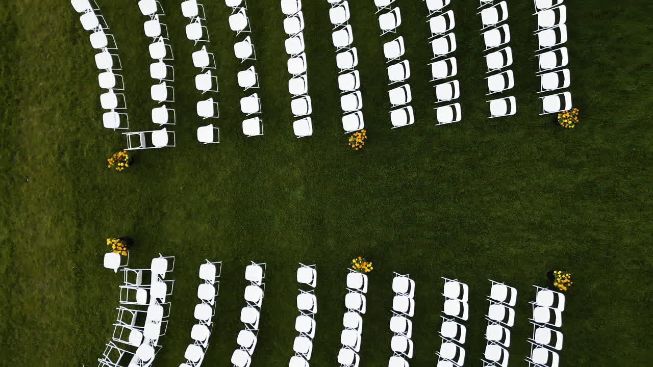 4K drone shot of a country wedding