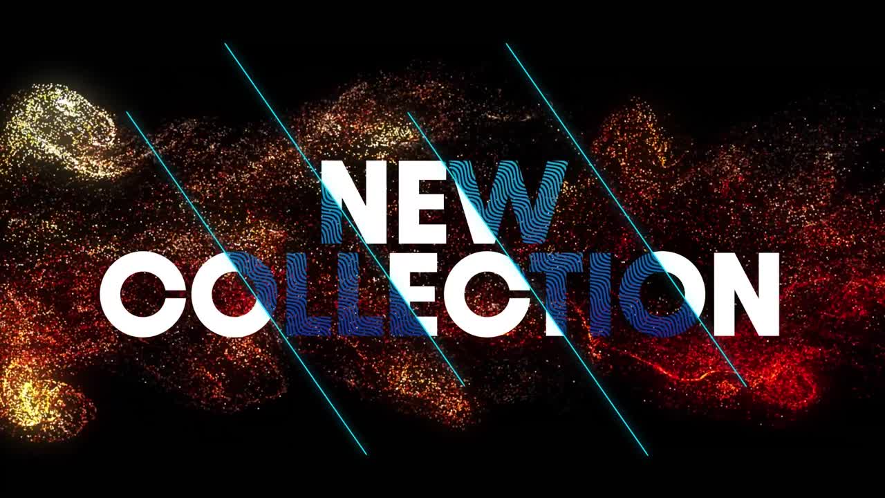 animación de una nueva colección sobre ondas brillantes sobre un fondo negro